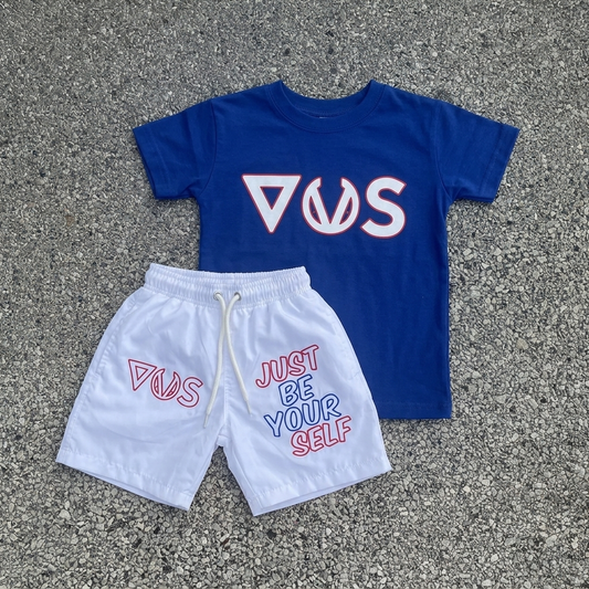 JBY Windbreaker Short Set - White/Red/Blue