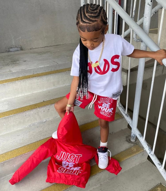 JBY Windbreaker Short Set - Red/White
