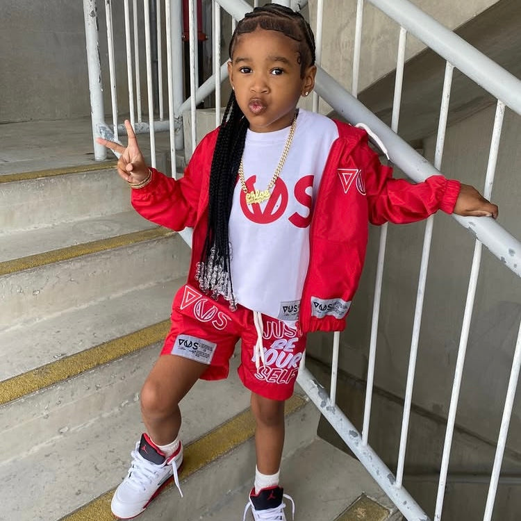 JBY Windbreaker Short Set - Red/White