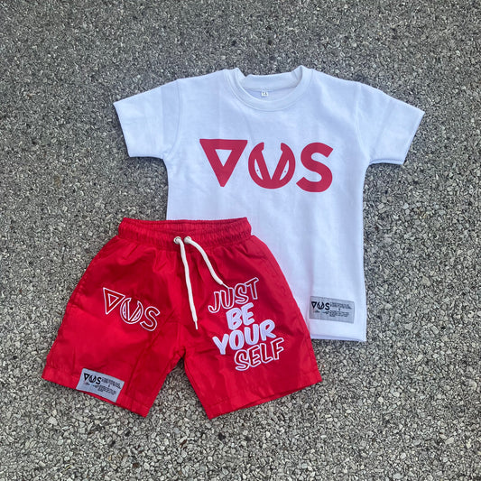 JBY Windbreaker Short Set - Red/White