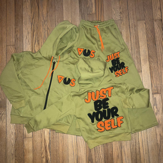 Just Be Yourself Jogger Set (Olive)