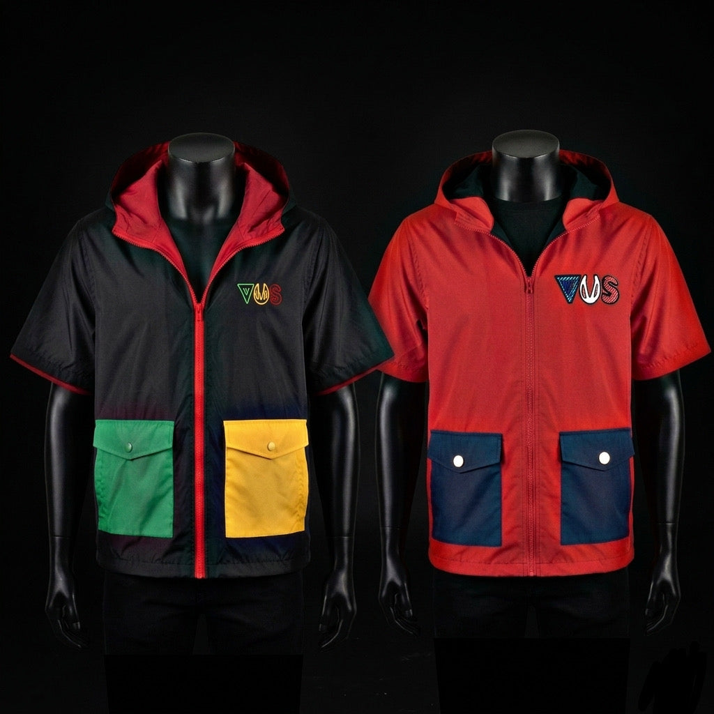 VHS Color Block Reversible Windbreaker Jacket