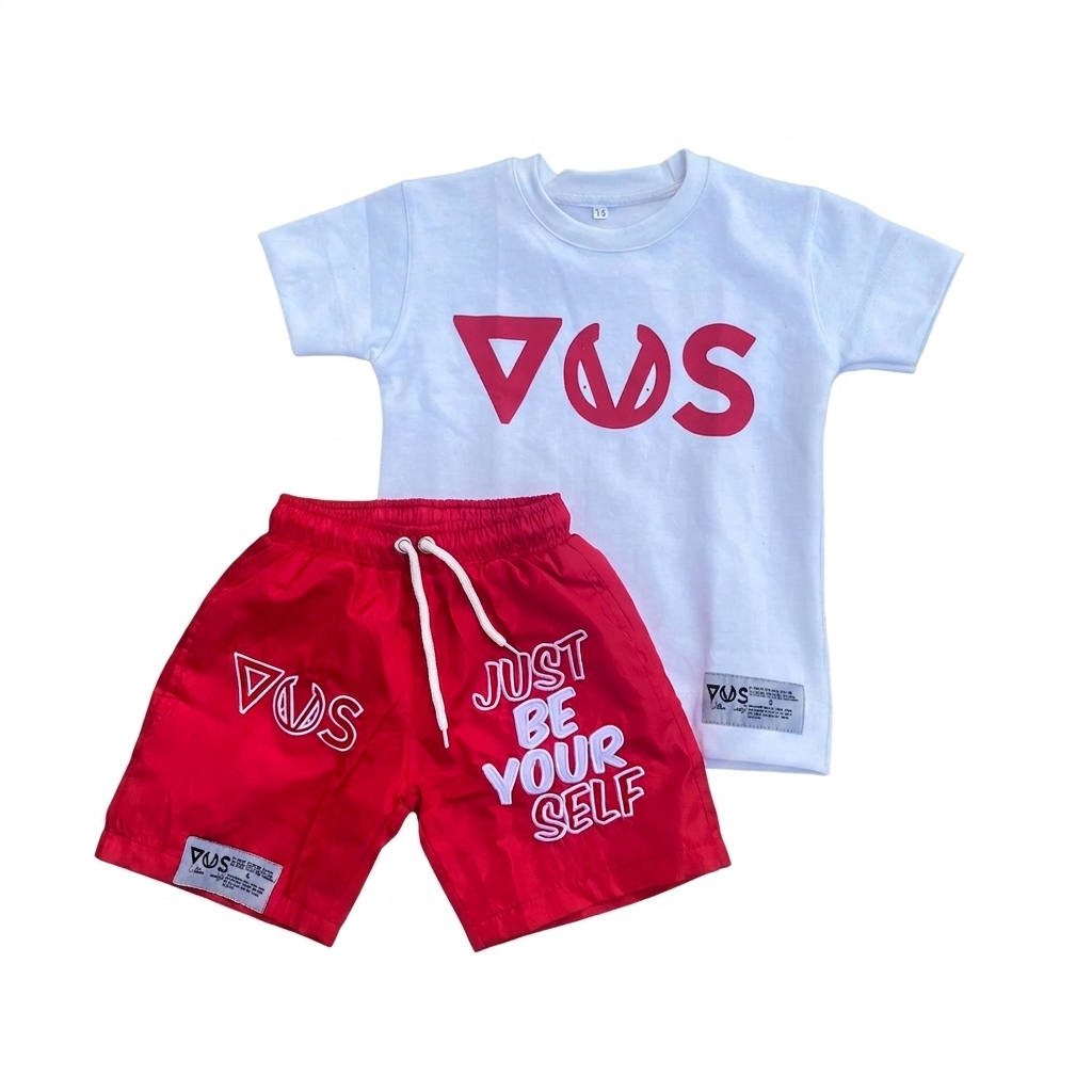 JBY Windbreaker Short Set - Red/White