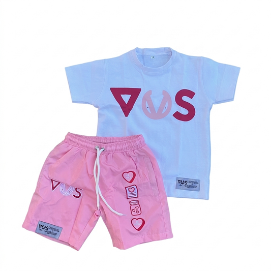 JBY Windbreaker Short Set - Pink/Red/White