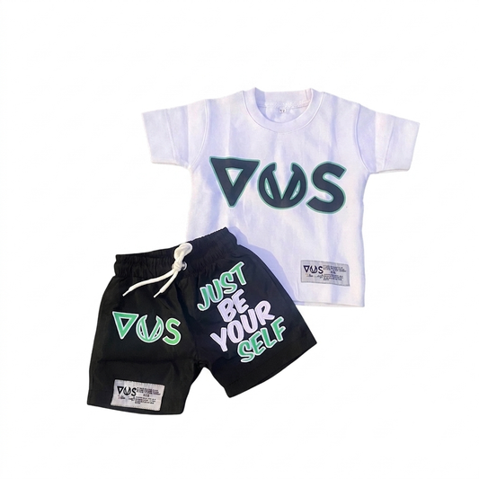 JBY Windbreaker Short Set - Black/Green