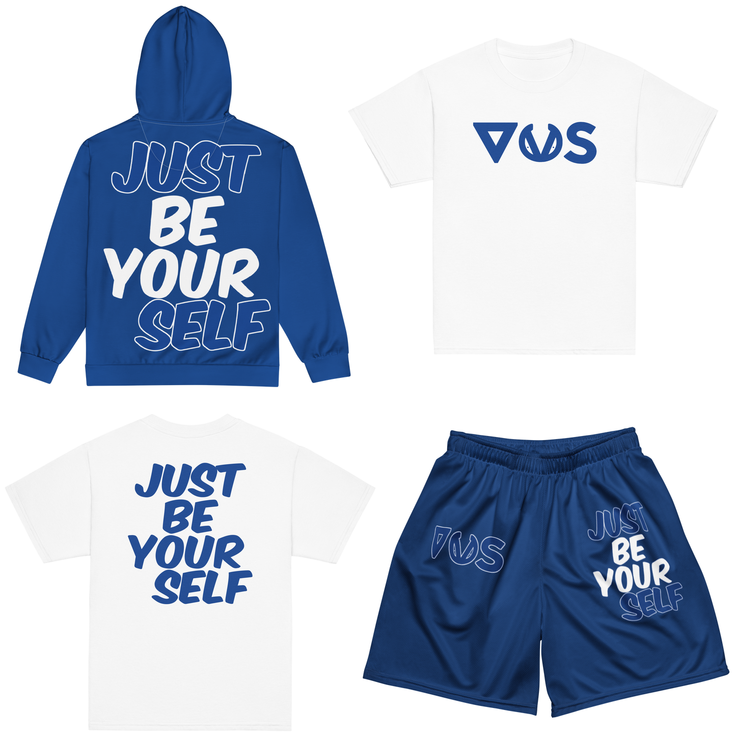 Just Be Yourself Windbreaker Short Set (Royal/White)