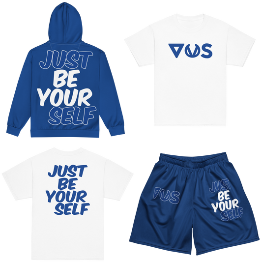 Just Be Yourself Windbreaker Short Set (Royal/White) - PREORDER